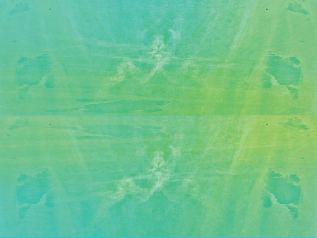Celestial Vespers Fading | DANGEROUS BEAUTY Watercolor-textured gradient background in teal to blue hues with faint horizontal bands and speckled details